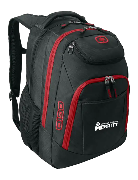OGIO Dark Grey/Red Excelsior Laptop Backpack w/Merritt Products Logo