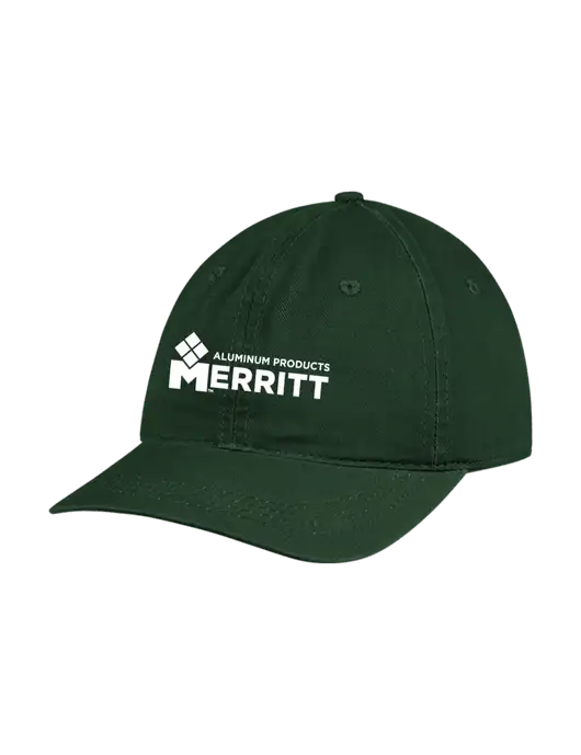 Garment Washed Unstructured Twill Dark Green Cap w/Merritt Products Logo