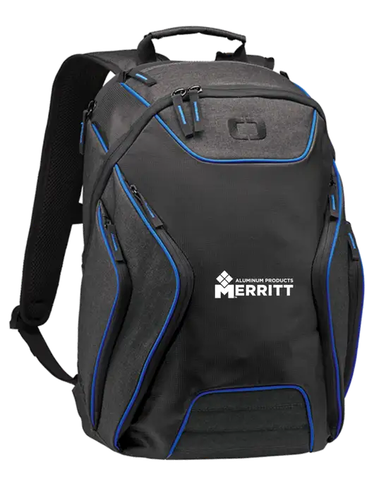 OGIO Royal Blue/Heather Grey Hatch Laptop Backpack
 w/Merritt Products Logo