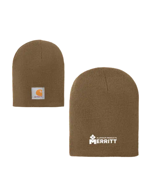 Carhartt Dark Caramel Brown Acrylic Knit Hat w/Merritt Products Logo