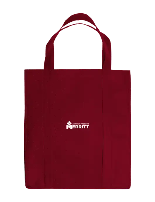 Eco Reusable Jumbo Maroon Shopping Bag w/Merritt Products Logo