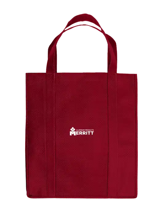 Eco Reusable Jumbo Maroon Shopping Bag w/Merritt Products Logo