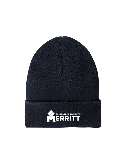 Recycled True Navy Beanie w/Merritt Products Logo