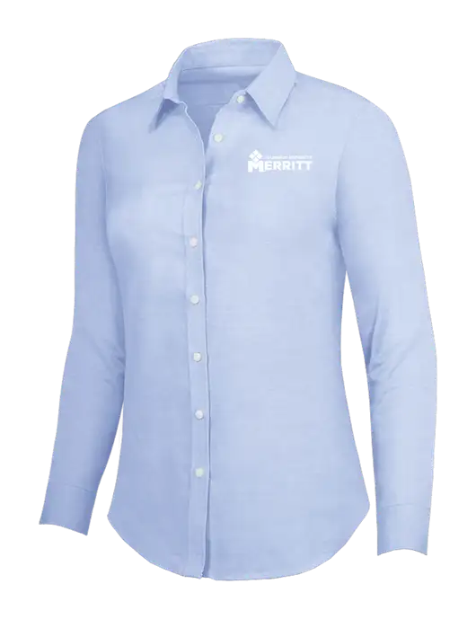 Light Blue Womens SuperPro Oxford Shirt w/Merritt Products Logo