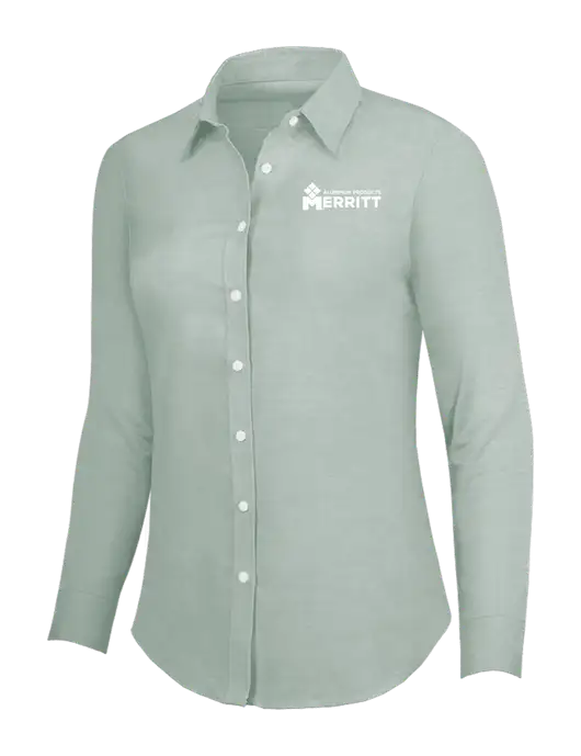 Very Light Green Womens SuperPro Oxford Shirt w/Merritt Products Logo
