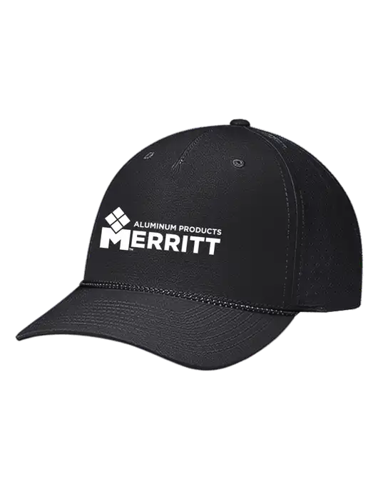 Richardson Laser Perf Performance Black/Black-Grey Rope Cap w/Merritt Products Logo