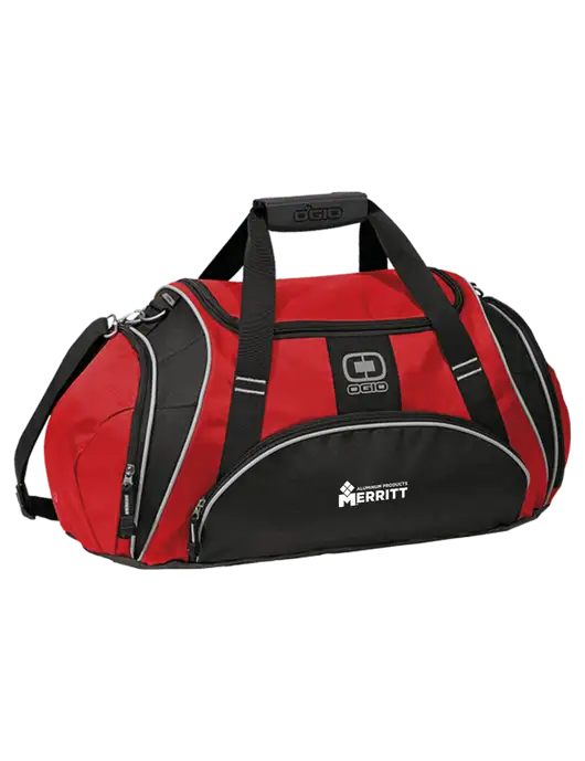 OGIO Red Crunch Duffel
 w/Merritt Products Logo