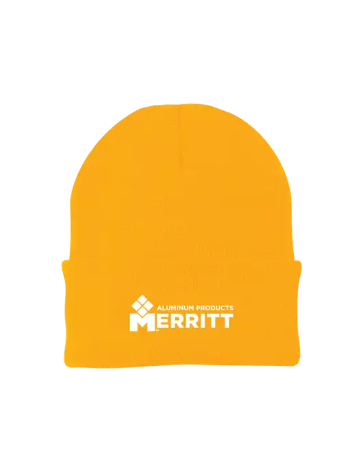 Gold Knit Cap w/Merritt Products Logo