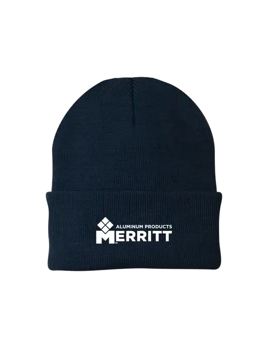 Navy Knit Cap w/Merritt Products Logo