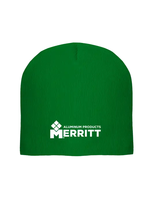 Solid Kelly Green Element Knit Beanie w/Merritt Products Logo