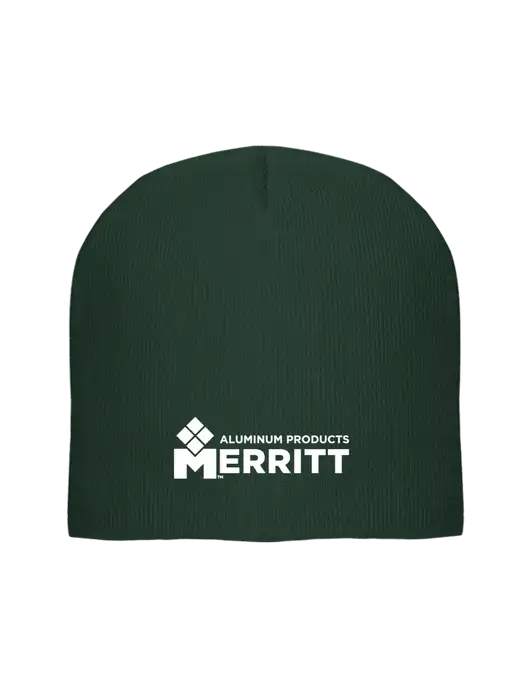 Solid Dark Green Element Knit Beanie  w/Merritt Products Logo