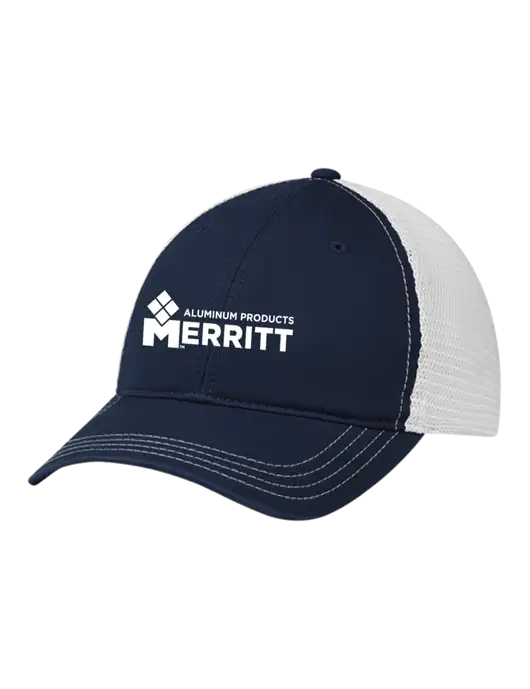 Richardson 111 Garment Washed Trucker Cap Navy w/White Mesh w/Merritt Products Logo