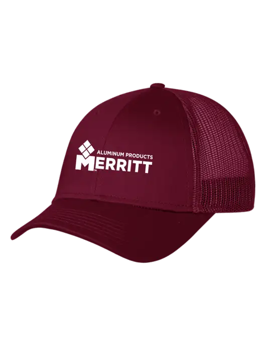 Maroon Mesh Trucker Cap Snap Back w/Merritt Products Logo