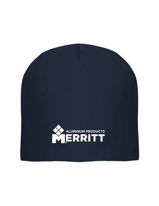 Solid Navy Element Knit Beanie w/Merritt Products Logo