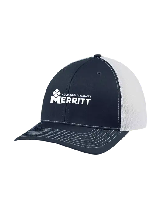 Richardson Adjustable Snapback Original 112 Trucker Cap Navy w/White Mesh w/Merritt Products Logo