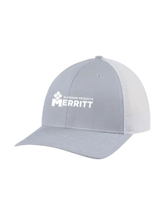 Richardson Adjustable Snapback Original 112 Trucker Cap Light Heather Grey w/White Mesh w/Merritt Products Logo