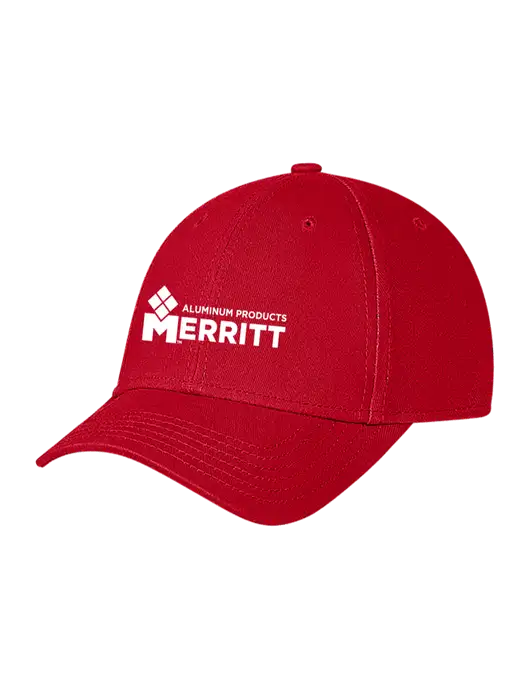 Red Structured Soft Snap Closure Hook & Loop Cap w/Merritt Products Logo