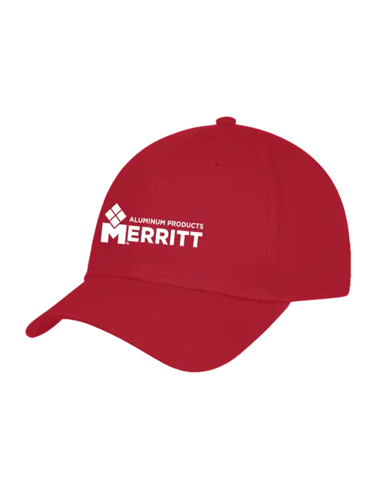 Red Structured Cap Hook & Loop w/Merritt Products Logo