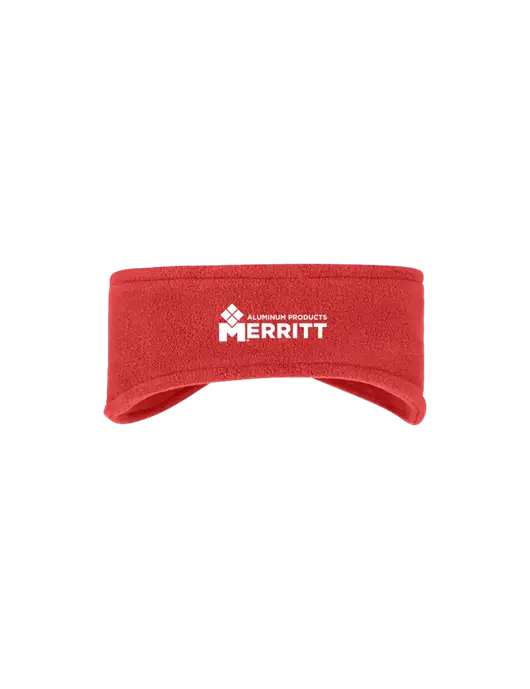 Red Stretch Fleece Headband w/Merritt Products Logo