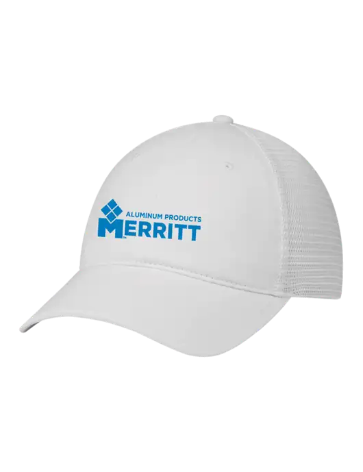 Richardson 111 Garment Washed Trucker Cap White w/White Mesh w/Merritt Products Logo