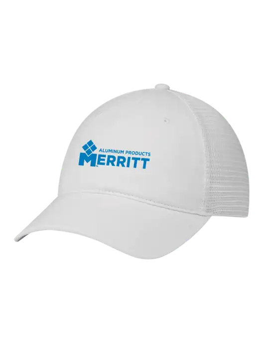 Richardson 111 Garment Washed Trucker Cap White w/White Mesh w/Merritt Products Logo