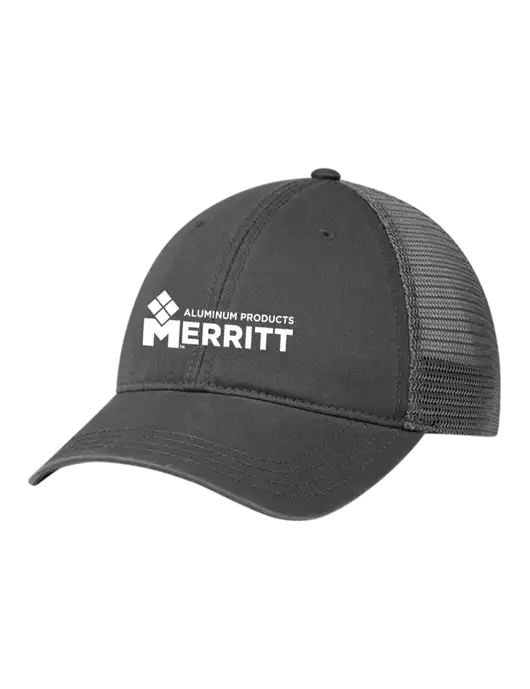 Richardson 111 Garment Washed Trucker Cap Charcoal w/Charcoal Mesh w/Merritt Products Logo