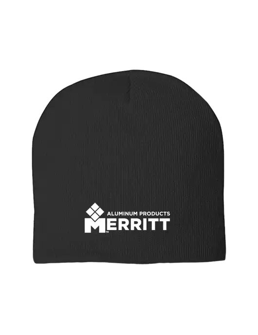 Solid Black Element Knit Beanie w/Merritt Products Logo