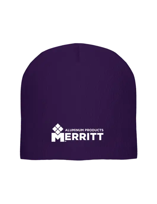 Solid Purple Element Knit Beanie w/Merritt Products Logo