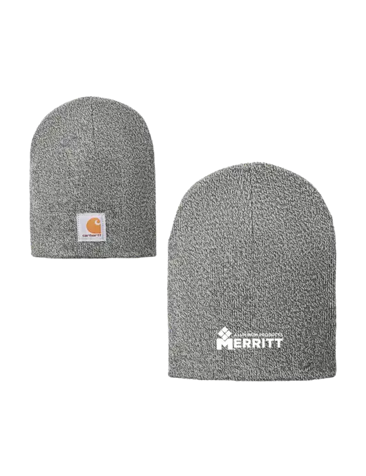 Carhartt Medium Grey Heather Acrylic Knit Hat w/Merritt Products Logo