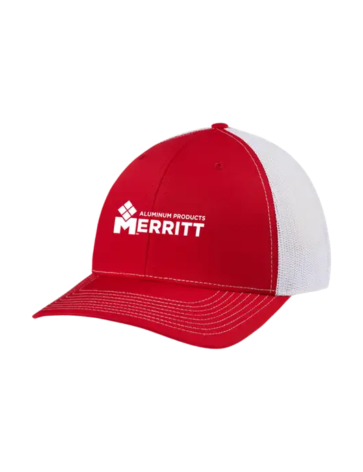 Richardson Adjustable Snapback Original 112 Trucker Cap Red w/White Mesh w/Merritt Products Logo