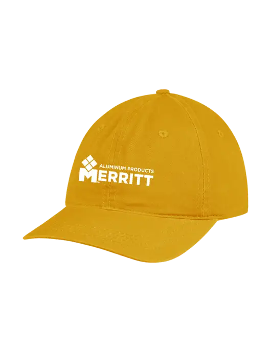 Garment Washed Unstructured Twill Yellow Gold Cap w/Merritt Products Logo