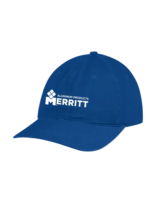 Garment Washed Unstructured Twill Royal Cap w/Merritt Products Logo