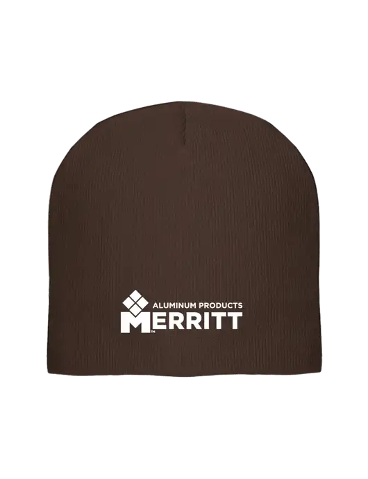 Solid Brown Element Knit Beanie w/Merritt Products Logo