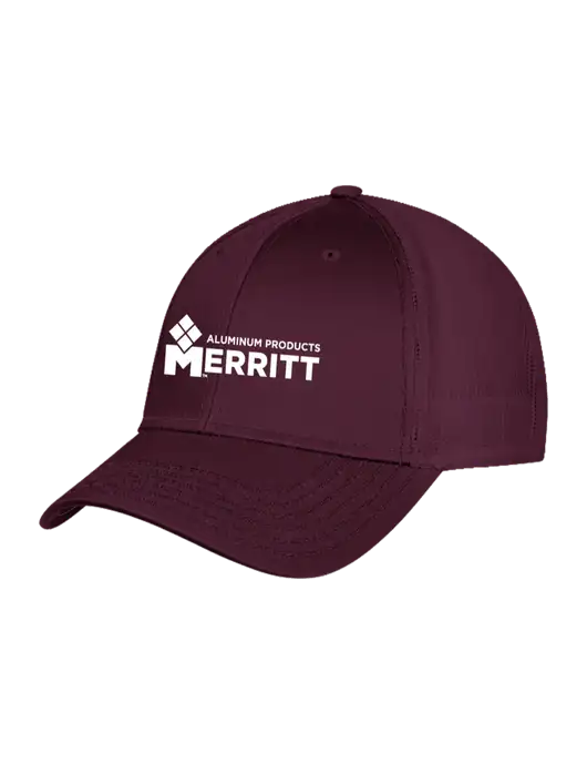 Maroon Mesh with Maroon Stitching on Bill Trucker Cap Snap Back w/Merritt Products Logo