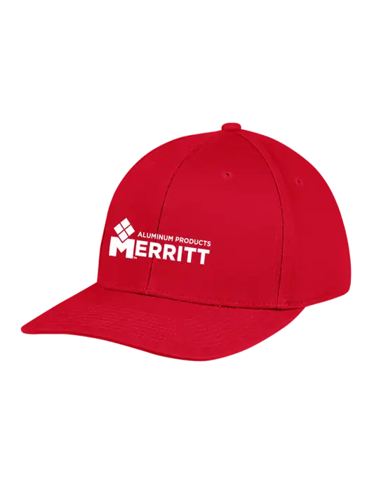 Premium Modern Structured Twill Red Snapback Cap w/Merritt Products Logo