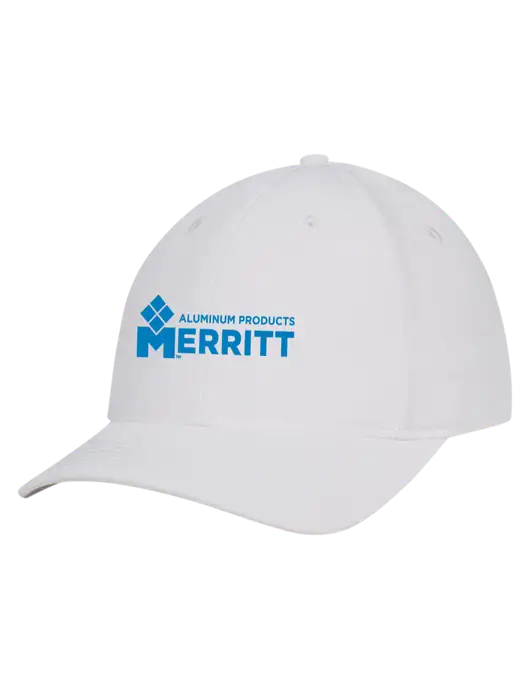 White Nylon Twill Performance Cap w/Merritt Products Logo