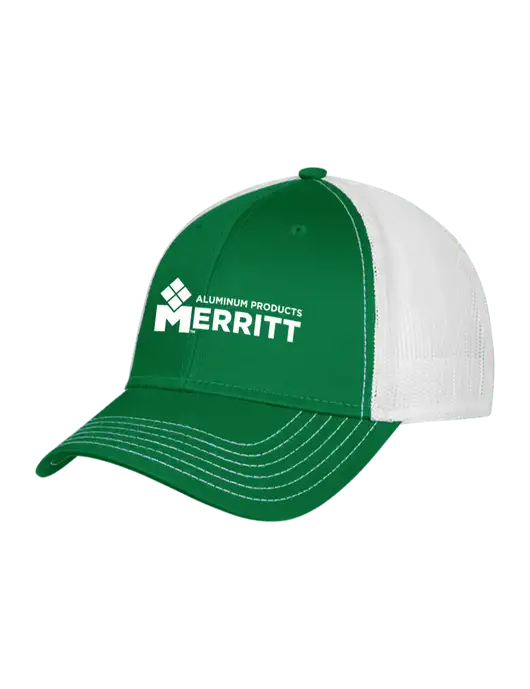 Kelly/White Mesh Trucker Cap Snap Back w/Merritt Products Logo