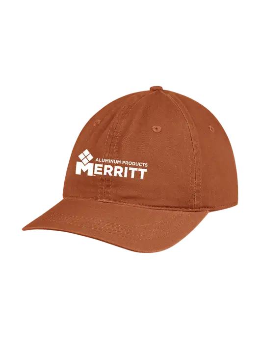 Garment Washed Unstructured Twill Burnt Orange Cap w/Merritt Products Logo