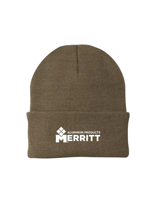 Light Brown Knit Cap w/Merritt Products Logo