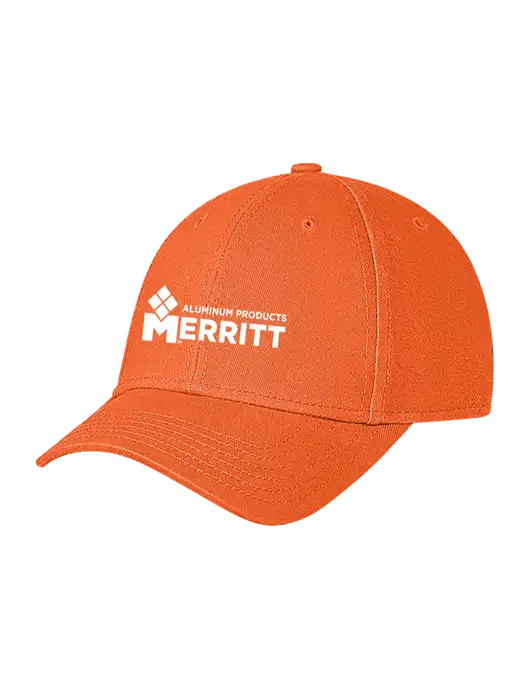 Orange Structured Soft Snap Closure Hook & Loop Cap w/Merritt Products Logo