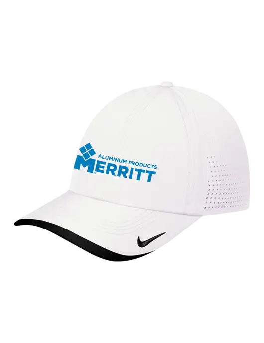 Nike White/Black Dri-FIT Perforated Performance Cap w/Merritt Products Logo
