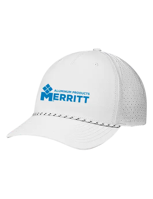 Richardson Laser Perf Performance White/White-Black Rope Cap w/Merritt Products Logo