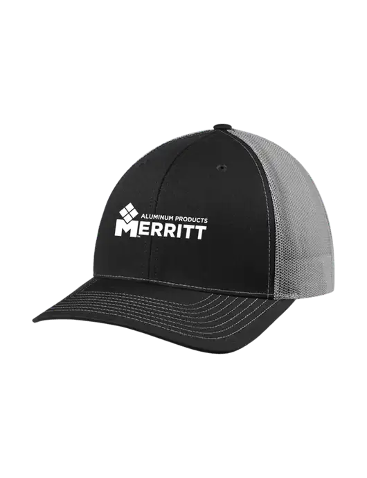 Richardson Adjustable Snapback Original 112 Trucker Cap Black w/Charcoal Mesh w/Merritt Products Logo