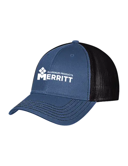 Dark Royal/Black Mesh Trucker Cap Snap Back w/Merritt Products Logo
