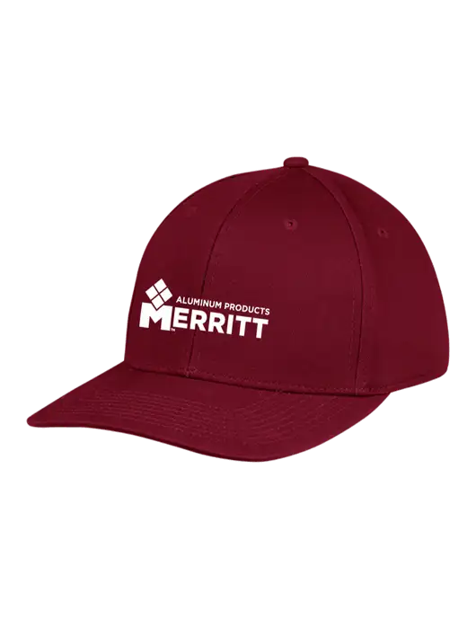 Premium Modern Structured Twill Maroon Snapback Cap w/Merritt Products Logo