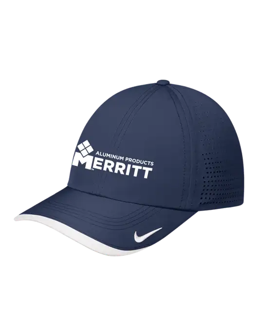 Nike Navy/White Dri-FIT Perforated Performance Cap w/Merritt Products Logo
