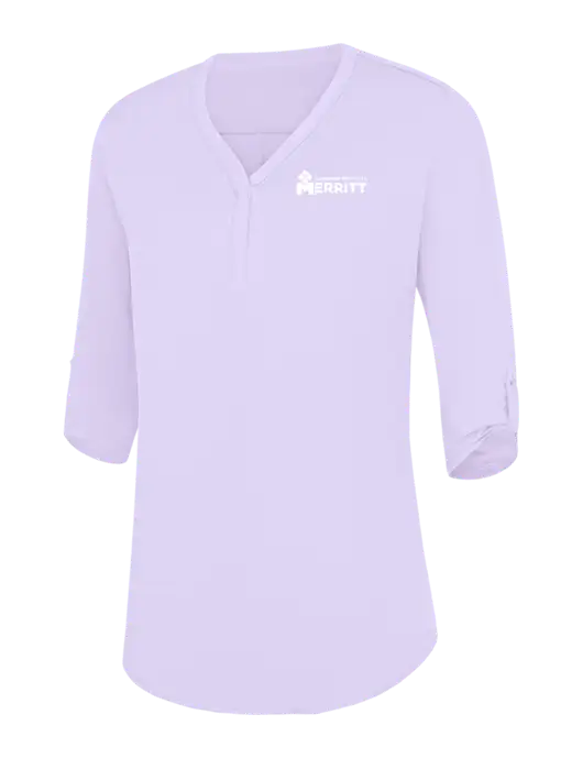 Womens Very Light Purple City Stretch 3/4-Sleeve Tunic w/Merritt Products Logo