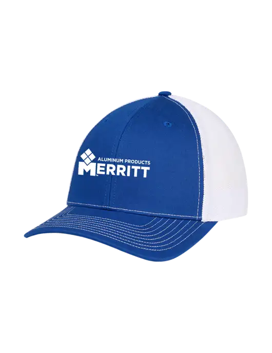 Richardson Adjustable Snapback Original 112 Trucker Cap Royal w/White Mesh w/Merritt Products Logo
