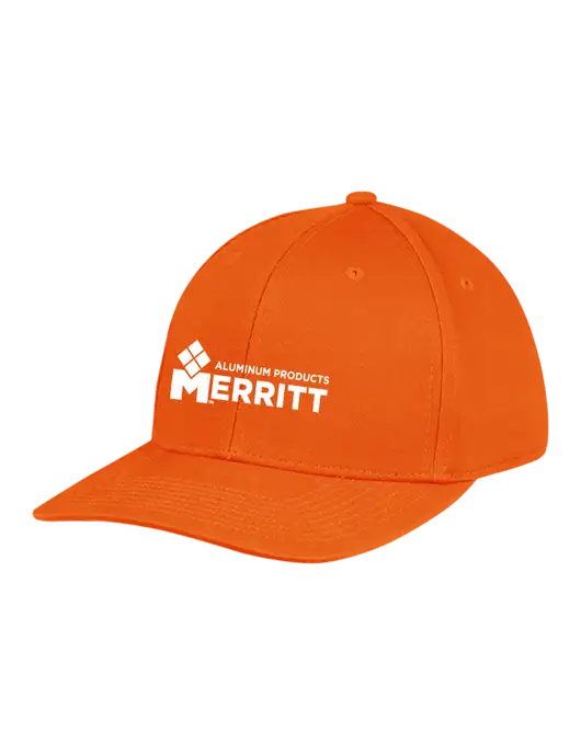 Premium Modern Structured Twill Orange Snapback Cap w/Merritt Products Logo