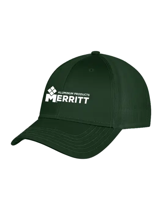 Dark Green Mesh Trucker Cap Snap Back w/Merritt Products Logo